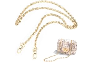 BULUHAHA Catene in Metallo per Borse Oro, Catena per borsa a tracolla con taglio a diamante a forma di O, Tracolla a Catena di Ricambio per Borse 105cm, Regolabile Cinghie di Ricambio a Catenella