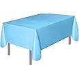 MARKQ Plastic Tablecloth for Rectangle Table 54" x 72" Disposable Table Cover for Bridal Shower Wedding Birthday Party Decorations (Blue)