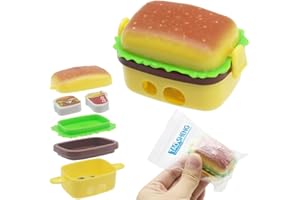 TAOSHENG Hamburger Pencil Sharpener, Dual-Hole Plastic Portable Cute Pencil Sharper with Container & Eraser for Kids Adults Teacher Artist Travel School Office Home Art Room, Yellow 1 Pack