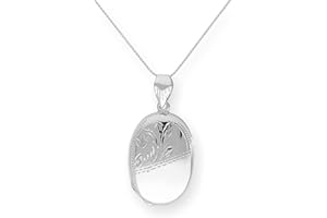 jewellerybox Sterling Silver 4 Photo Family Oval Locket on Chain 16-24 Inches