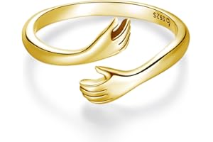 ShiYu Anillos para niñas Plata 925 Chapado en oro amarillo Anillo de abrazo Regalo de cumpleaños