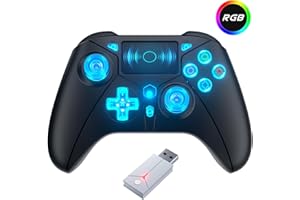 GGIKING RGB Wireless Controller for PS5, Compatible with PS5 Pro/Slim, PS4/PC, LED Lighting Gamepad with 2.4G Adapter, Dual Motor Vibration, 6-Axis Motion Control, Touchpad, 3.5mm Audio & Turbo Function