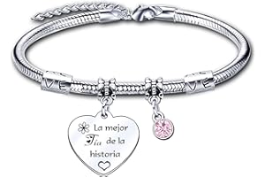 ZYMGUO Pulsera para Tía,Regalos para Chica Pulsera,Pulseras de Acero Inoxidable Ajustable, Pulsera Mujer Personalizada, Regalos Cumpleaños para Tía