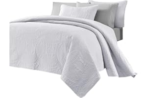 Chezmoi Collection 3 Piece 118 269,2 cm di Austin Oversize Bedspread Coverlet Set, King, Bianco