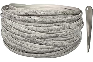 Feyart Rotin résistant aux intempéries + outil de tissage, kit de réparation pour meubles de jardin en rotin, table, chaise, canapé, gris chiné 25 m