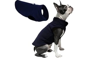 Gooby Fleece-Weste Hundepullover – Marineblau, groß – warme Pullover Fleece Hundejacke mit O-Ring Leine – Winter für kleine Hunde Jungen oder Mädchen