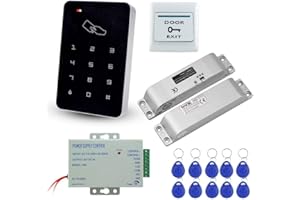 LIBO SMART HOME LIBO Kit Complet de Clavier de contrôle d'accès Filaire RFID 125KHz avec Serrure électronique de verrou électrique de DC12V, Alimentation 3A, Bouton de Sortie, Cartes-clés ID 10pcs