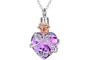Canghai Rousa Heart Cremation Urn Necklace for Ashes, Stainless Steel Keepsake Pendant Necklace Ashes Holder Memorial Jewelry for Mum Dad Women Men Dog Pet