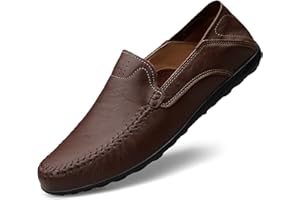 OPHESTIN Men's Loafers Flat Breathable Casual Leather Moccasins Handmade Slip On Driving Business Shoes