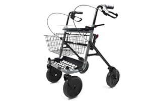 GOVITA - Deambulatore Pieghevole per Anziani con Seduta e Cestino – Rollator a 4 Ruote da Interno ed Esterno, Carrello Girello Regolabile con Freni e Portaoggetti