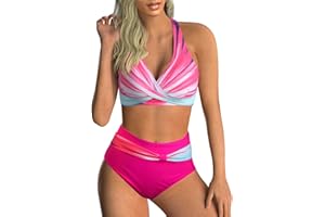 Adigaber Donna Costume da Bagno Push Up Imbottito Reggiseno Bikini Donna Due Pezzi Stampa Floreale Bikini Regolabile Costume da Bagno