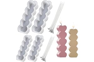 Attuslla 2 PCS Forme De Coeur Bougeoir Moules en Résine, 20 PCS Bougie Mèche pour Fabrication de Bougies, Moules en Silicone pour Bougies Piliers Bricolage