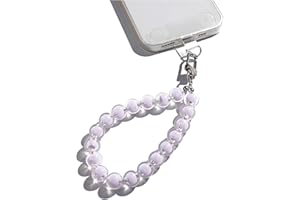 AMAYO,Chaîne de téléphone portable universelle, pendentif pour téléphone portable, compatible avec n'importe quel téléphone portable, smartphone et coque de téléphone portable (perles violettes)