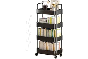 QARIDO Carrello Portaoggetti a 3/4 Livelli Carrello Estraibile Carrello Portaoggetti Mobile Scaffale Organizzatore con Ruote e Ganci, Organizzatore Multifunzionale per Cucina, Camera da Letto, Soggiorno
