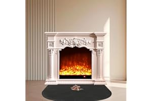 CLIUNT Esterilla ignífuga para Chimenea, 50 x 100 cm Alfombra Ignifuga Semiredonda, Estera ignífugas para Chimenea, Alfombrilla para Fogatas Resistente al Calor hasta 1000 °C, Alfombrilla Ignifugas