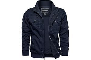 EKLENTSON Herren Übergangsjacke Frühling Cargo Jacke Freizeitjacke mit Vielen Taschen