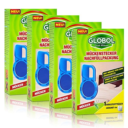 4x Globol Mückenstecker Nachfüllpackung - Wirkt 45 Nächte ohne nachzufüllen