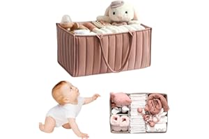 YISKY Organizer Fasciatoio per Neonati, Organizzatore Portatile per Pannolini Cesto di Stoccaggio, con Scomparti Rimovibili, Cestino Portaoggetti per Neonati, Pieghevole Nursery Storage Borsa Basket