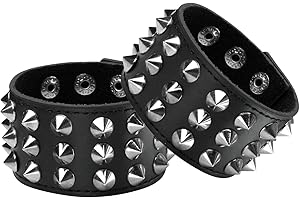 Eigso Polsino Punk Chiodi Rotondi Rivetti Retro Biker Bracciale Per Uomo Donna