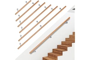 Ikodm Buche Holz Handlauf Treppengeländer 100cm Ø 42mm Geländer für Treppe Treppe Wandhandlauf Wand Treppe seitliche Montage, Inklusive Wandhalterungen, Montagematerial