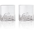 RareCi Shot Glasses with Mountain shape bottom Set of 2,Small Whiskey Glass ,Japanese Teacups,Premium Quality Crystal Sake Sets,Ideal for Home,party,Bar Bourbon Gifts for Men