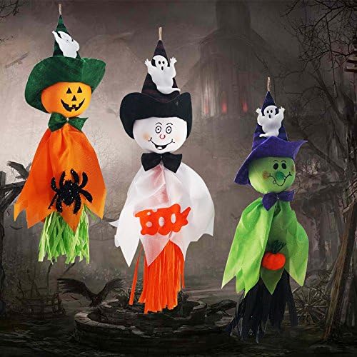 Halloween Decorations Ghosts Doll Pendants,Decorative Elements of Pumpkins, Ghosts and Spiders,for Home,Bars,KTV,Supermarket Decorations(3-pack)