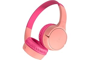 Belkin SoundForm Mini Casque Audio sans Fil pour Enfants avec Micro intégré (Circum-aural, autonomie de 30 h, pour Apprentissage, Voyages, Autocollants Amusants, pour iPhone, iPad, Galaxy) - Rose