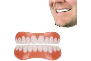 EHOTER Juego de dentaduras postizas ajustables a presión para dientes falsos superiores e inferiores que puedes comer con carillas dentales para restauración temporal de los dientes, protege tus dientes y