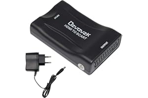 Ozvavzk Convertisseur HDMI vers SCART Composite Adaptateur, HDMI à Péritel Adaptateur Audio Stéréo Vidéo HD NTSC PAL à CVBS pour Sky HD,Blu Ray,HDTV,PS3,TV,CRT Magnéscope VHS