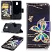 Produktbild Samsung Galaxy J7 2017 DUOS Hülle Leder Flip Case Schmetterling Muster, Samsung J730 Galaxy J7 2017 DUOS Lederhülle Protective Cover Ledertasche Handyhülle Wallet Brieftasche Tasche Schutzhülle mit Kartenfach Standfunktion, Gold