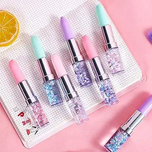 g4gift plastic cute lipstick gel pen for office school children gift stationery supplies birthday return gifts for kids -(pack of 6 pens)- Multi color