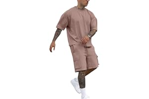 Fastkoala Herren Trainingsanzug Outfit Set Zweiteiler Rundhal Anzüge Jogginganzüge Sommer 2 Teiler