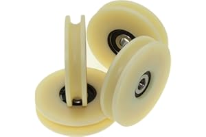 LASANA SMART MACHINES Smart Machines Lot de 4 poulies en nylon avec rainure ronde de 10 mm, diamètre de 80 mm, roulement de 10 mm, capacité de 100 kg, usinées avec précision dans l'UE (80-10-10)