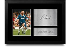 HWC Trading FR A4 - Stampa autografata con autografo di Gianluca Vialli Gifts per tifosi di calcio e sostenitori, formato A4