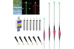 DZAY Lot de 3 Flotteurs Peche LED,Flotteurs de Pêche Set,Truite Bouchon,Haute Sensibilité, Intelligents Nuit Flotteurs de Pêche Lumineux LED Light,Utilisé pour La Pêche