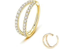 ESHIONER Nasenpiercing G23 Titan Hypoallergen Nasenring Silber Gold Septum Piercing Helix CZ 18G 16G Clicker Ring Nostril Tragus Conch Piercing Ring Nase Daith Rook Piercing Schmuck 6MM/8MM/10MM/12MM