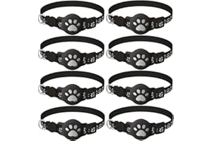 SZSEYNMY 8 pcs Collar GPS Gatos, GPS para Gatos sin Cuota Mensual. Collar Localizador Compatible con goo- gle Find My (Solo Android), No Requiere SIM (Collar + rastreador Blanco)