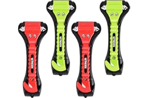LETREEN 4 Pack Car Emergency Escape Window Break Hammer Safety Seat Belt Cutter Tool, Car Safety Hammer with Sharp Seat Belt Cutter, Double-Ended Escape Life-Saving Hammer Tool