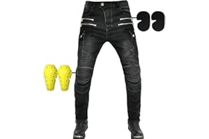 SHUOJIA Pantalons de Moto en Denim avec Protection Renforcée pour Hommes et Femmes - Jeans de Course