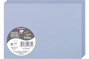 ‎CLAIREFONTAINE Clairefontaine 22339C Packung mit 25 Doppelkarten Pollen, 210g, in Format C6, 110 x 155mm, lavendelblau