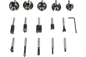 RYOBI Zestaw Frezów do Drewna, 15 Elementów, Średnica Trzpienia 6 mm, Przeznaczony do Frezarek Górnowrzecionowych RYOBI oraz Podobnych