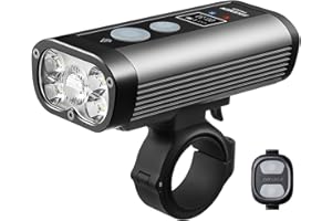 RAVEMEN 2400 Lumen Feu Avant de vélo, PR 2400 Faisceau Anti-éblouissement avec télécommande sans Fil, Affichage de l'autonomie OLED Type-C IPX8 étanche pour Le vélo de Route/VTT