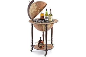 ZOFFOLI SINCE 1949 Zoffoli Da Vinci Classic Floorstanding Globe Drinks Cabinet On Wheels - Rust