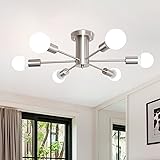 Lámpara De Techo Vintage Industrial Modernas De 6 Luces,MRHYSWD Lampara Techo Níquel Para Salon Dormitorio Habitacion Comedor