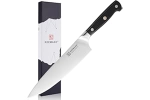 KEEMAKE Chef Knife 8 Inch, Professional Kitchen Knife with High Carbon German Stainless Steel 1.4116 Blade Chefs Knife, Sharp Knife with Full Tang Ergonomic Black Handle Chef's Knives