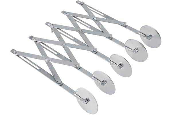 Haofy Couteau Escamotable Multi-roue de Pizza d'acier Inoxydable, Couteau Rétractable Multifonctionnel, pâte Diviseur Antiadhésif, Outils à Rouleaux Latéraux pour Biscuits Gâteau(5 Roues)