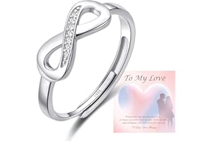 BMMYE 925 Sterling Silver Rings for Women Love Knot Rings Adjustable Open Finger Feather Rings Jewelry Gifts Crossed Rings for Women with Cubic Zirconia