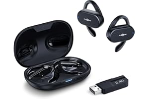 Krysenix Gaming Earbuds for PC, PS4, PS5, Switch, VR, Open Ear Headphones with 2.4Ghz Dongle, Auriculares Abiertos con ángulo Ajustable de 150° (Negro)