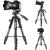 coverzone Professional NP-8850 Adjustable 175cm Tripod with Camera and Phone Stand