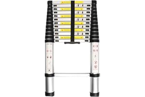 WolfWise 3,8M Scala telescopica, estensione telescopica in alluminio Scala mobile multiuso alta,150 kg Nero Capacità portante